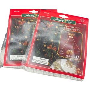 2 Vtg The Beadery Golden Wire Ornament Kit TREES Xmas Wire Bead 2000 Makes 10